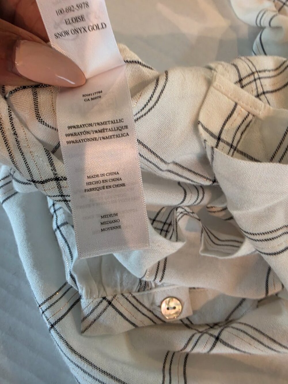 Rails Eloise Snow Onyx Gold Button Front Long Sleeve Shirt Size Med - Picture 13 of 15